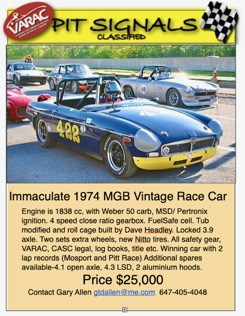 Road Racer For Sale - 1974 MGB Vintage Race Car