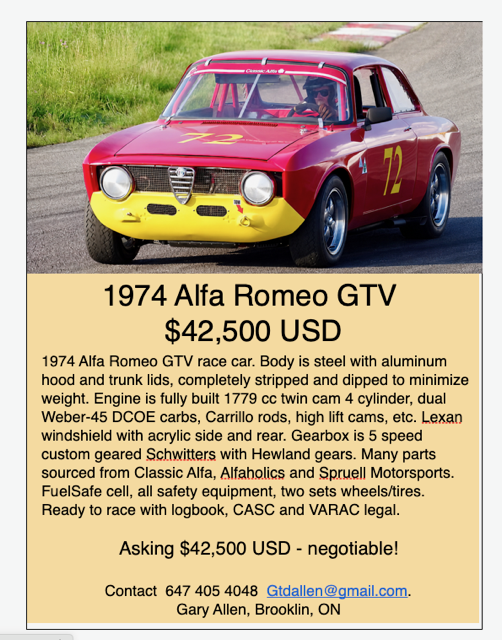 1974 Alpha Romeo GTV $42,000 USD