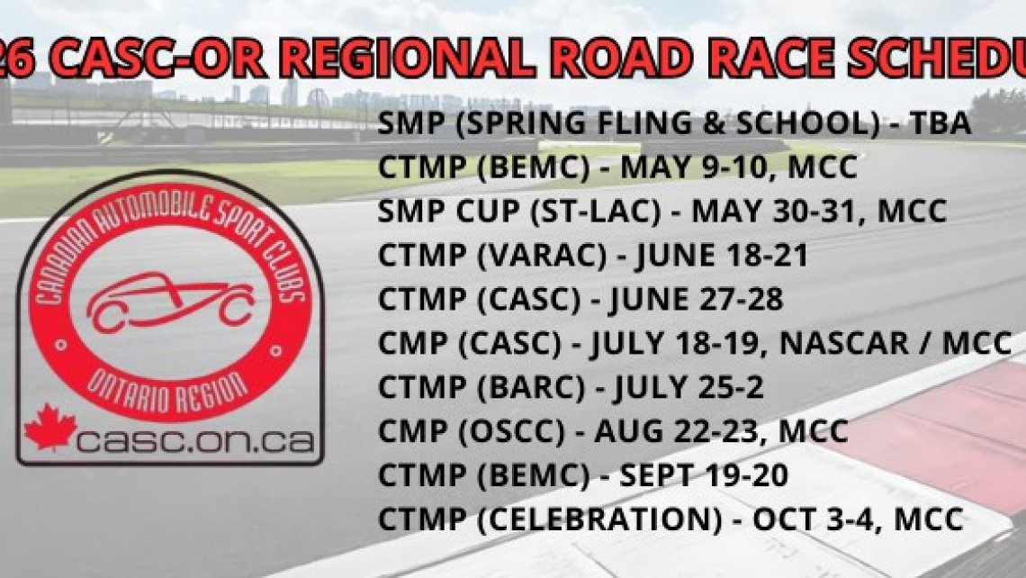 CASC-OR Regional Road Race Schedule 2026