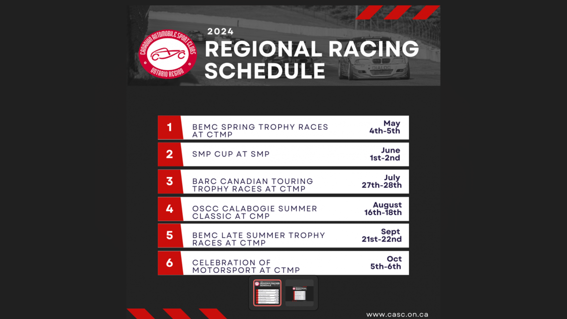 2024 CASC-OR Road Race Schedule