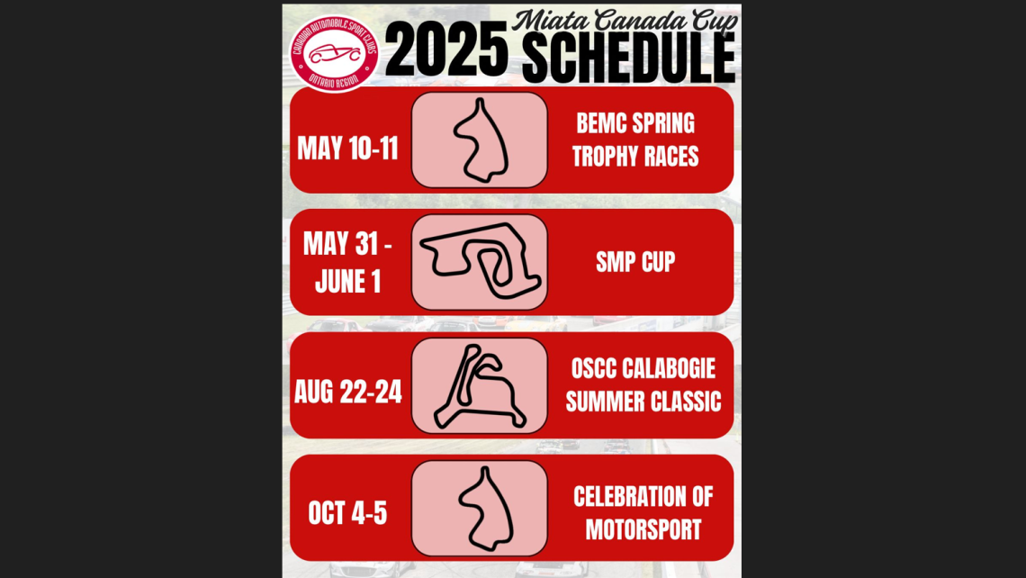CASC-OR Miata Canada Cup Schedule 2025
