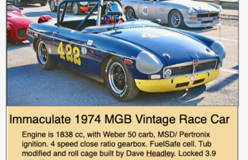 Road Racer For Sale - 1974 MGB Vintage Race Car